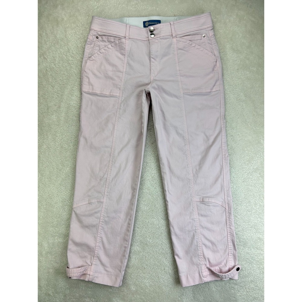 Democracy Absolution Tapered Utility Pants Womens 14 Pink Snap Hem "Read"